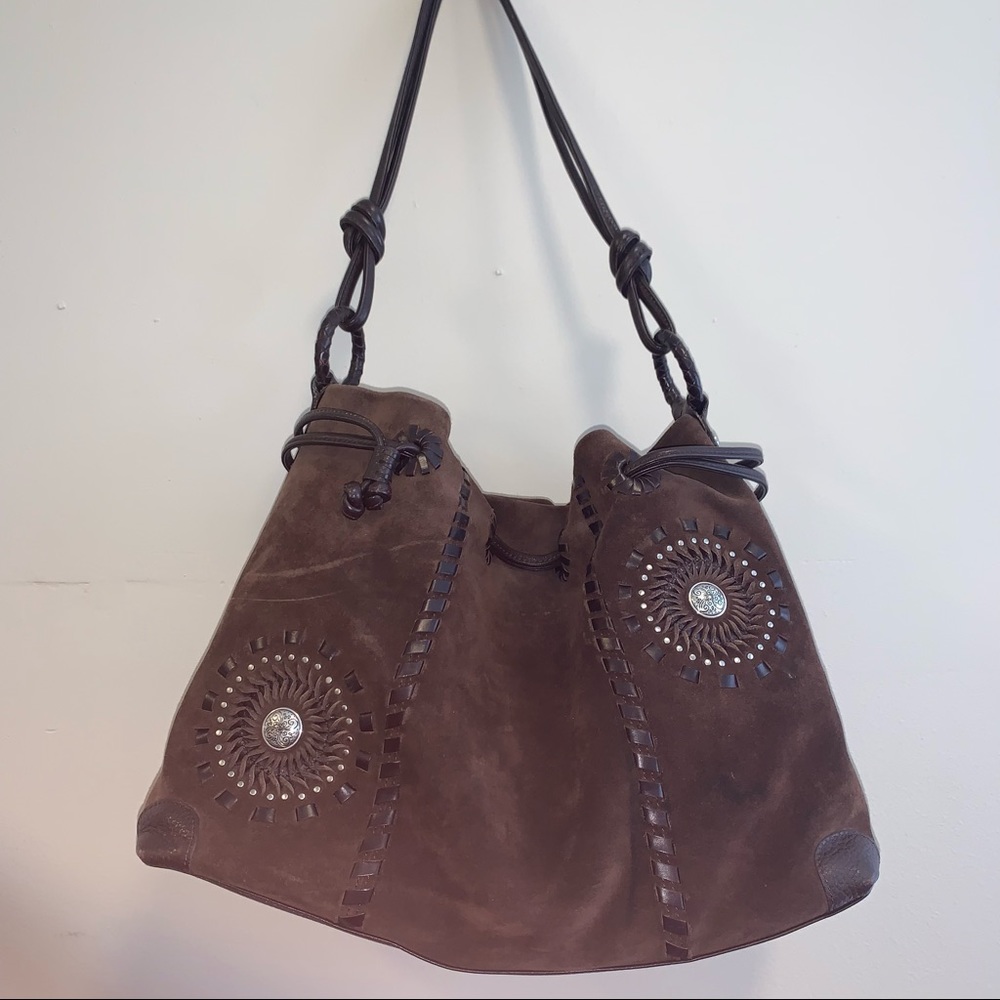 Brighton Suede Large Drawstring Bag - image 8